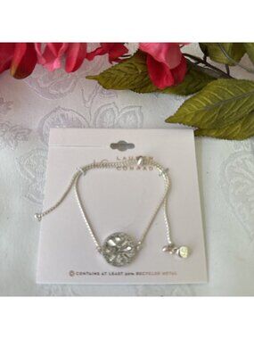 LC Lauren Conrad Thin Silvertone Adjustable Rhinestone Charm Slide Bracelet NEW